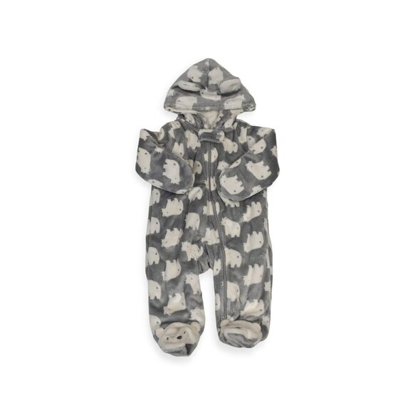 Cozy Baby Hooded Thick Jumpsuit Polar Bear Print for Cold Weather 3M By Carters - Picture 1 of 9